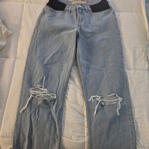 ASOS Light Blue Ripped Maternity Boyfriend Jeans